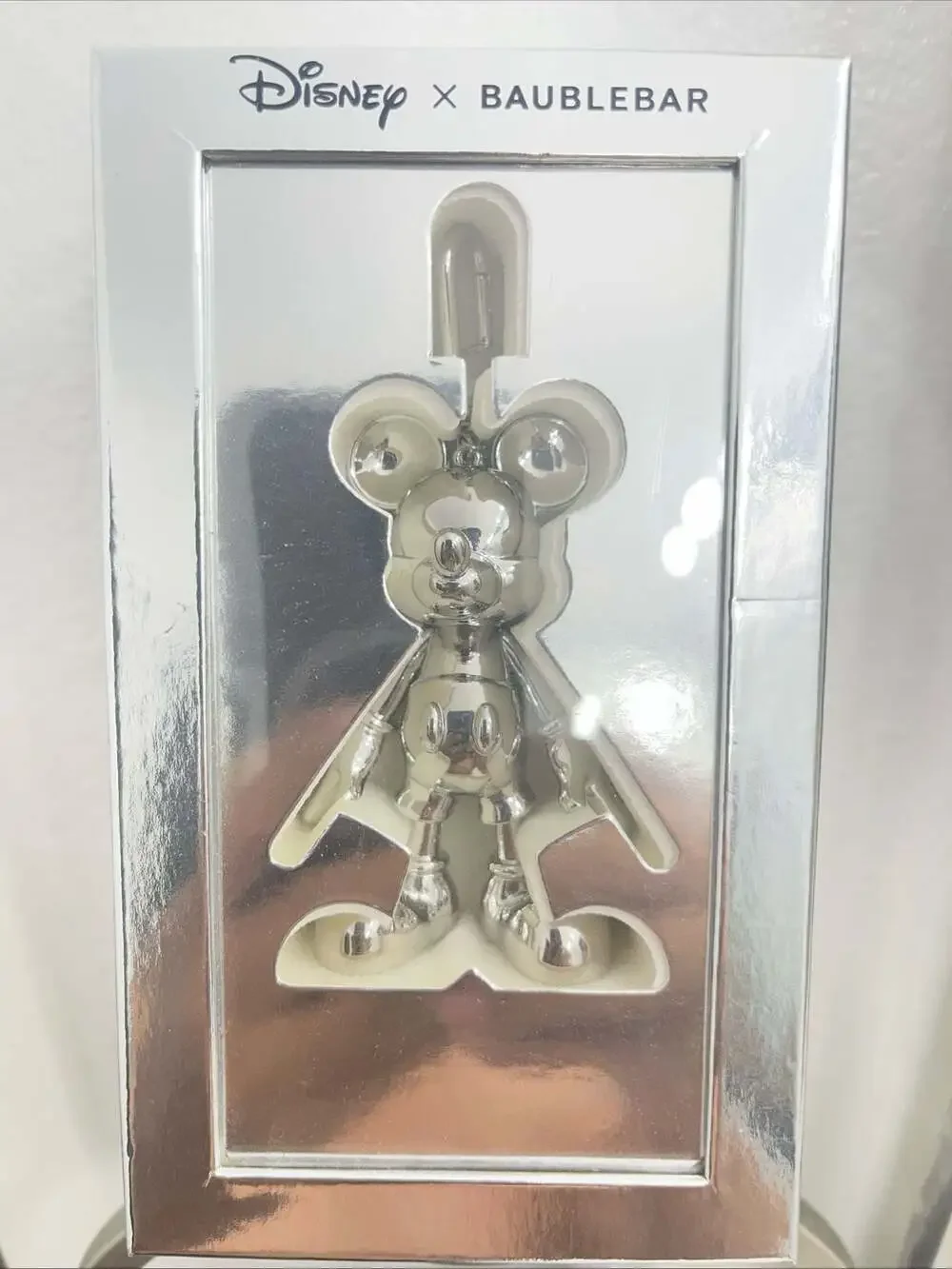 Disney x Baublebar Mickey Mouse Shiny Silver Bag Charm Keychain